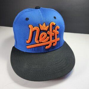 Neff Headwear Flat Bill Snapback Cap Hat Black Blue Orange Adjustable